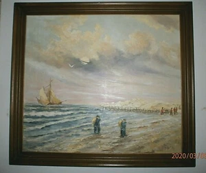 SUPERBE HST/PAYSAGE MARIN ANIME/SIGNEE SAEYS/80x70/CADRE OFFERT 92x83x5cm/XXème - Picture 1 of 7