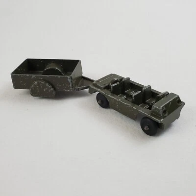 Midgetoy Vintage Diecast Metal Troop Transport Carrier & Trailer Army, Green - Image 1 of 4
