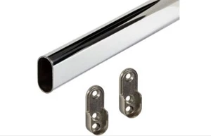 Tubo Per Armadio Guardaroba Appendiabiti Ovale Universale 15x30mm  Cromato - Bild 1 von 18