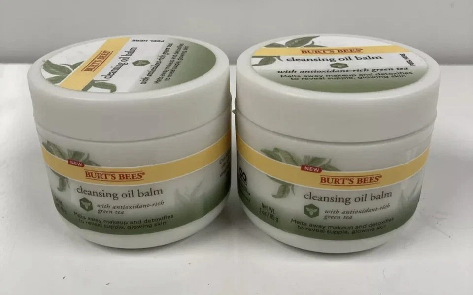 Burt's Bees Face Cleansing Oil Balm Green Tea Detox Glow Antioxidant-rich X2