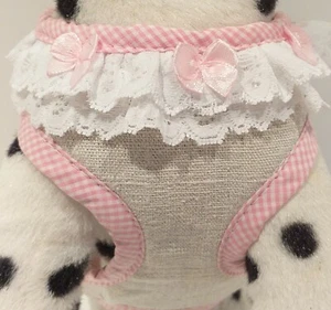 Arnés para perro beige rosa arnés blandos Chihuahua Pomerania volantes lijado - Imagen 1 de 4