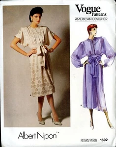 Vtg VOGUE Pattern 1692 Designer Albert Nipon Loose Fitting Dress Size 12 UNCUT - Picture 1 of 2