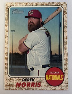 2017 Topps Heritage Derek Norris #51 FLIP STOCK SSP Washington Nationals /5