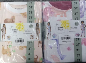 Lot Burts Bees Pajamas Girls 3T Organic Cotton Horses Dinosaurs Ice Cream Galaxy - Picture 1 of 8