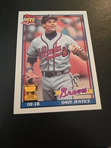 1991 Topps Dave Justice Rookie Cup #329 Atlanta Braves - Picture 1 of 2