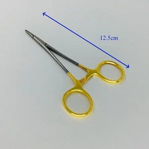 Soporte de aguja de acero inoxidable de 12,5 cm mango de color dorado instrumentos quirúrgicos - Imagen 1 de 4