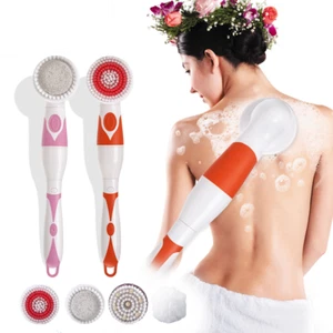 Electric Shower Brush Long Handle 4 Replaceable Heads Rotate Waterproof Brush - Picture 1 of 23