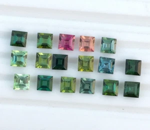 Natural multi tourmaline square cut gemstone 16 pieces good color 12.80 carat - Picture 1 of 4