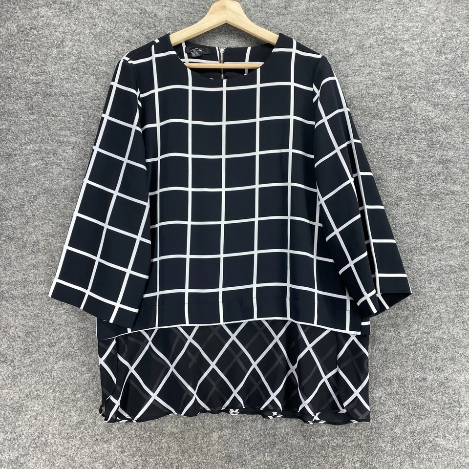 Blusa Alfani Mujer 12 Negra Cremallera a Cuadros Manga Larga Cuello Redondo Transpirable Foto 1 de 4