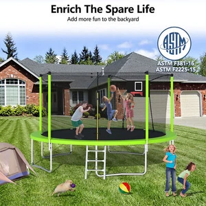14FT Trampoline for Kids and Adult Large Outdoor Trampoline Basketball Hoop US - Picture 1 of 10