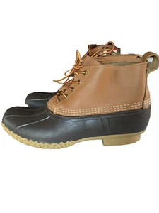 LL Bean Herren Braun Leder Knöchel 6 Zoll Ungefüttert Schnee Regen Ente Stiefel Gr. 12 (J)-M - Bild 1 von 7