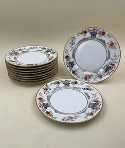 M Redon P L France Limoges Chinoiserie Florals 7 1/2" Salad Plates, Set of 10 - Picture 1 of 11
