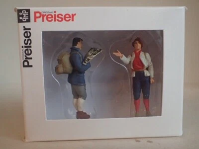 Preiser Stehende Wanderer Mann Frau Karte Rucksack 63087 Spur 1 OVP 1:32 2 Fig - Bild 1 von 2