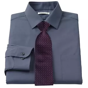 New Van Heusen Men's Point-Collar Dress Shirt & Tie Boxed Set, Meteor 17.5/34-35 - Picture 1 of 1