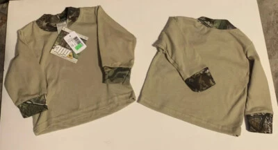 NWT CHILDREN'S Khaki & REALTREE APG CAMO LONG-SLEEVE T-SHIRTS 0-6M  6-12M  6-7 - Image 1 of 4