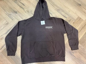 Sudadera con Capucha Hidden NY Marrón Oscuro Caminante de Campo Gráfico Pasado Presente Futuro Ropa de Calle - Imagen 1 de 2