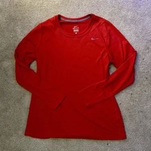 Nike Dri-Fit Performance Long Sleeve T-Shirt Red Men's Sz Large (L) - Picture 1 of 2
