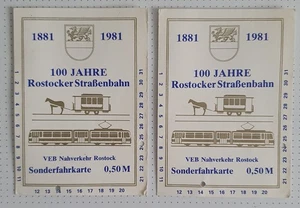 2 Sonderfahrkarten 100 Jahre Rostocker Straßenbahn, VEB Nahverkehr Rostock 1981 - Picture 1 of 2