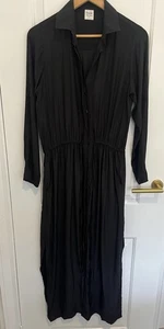 Frockk Women’s Black 100% Silk Shirt Maxi Dress. Size Small - Bild 1 von 5