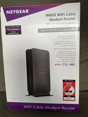 NETGEAR N600 WiFi Cable Modem Router with Built-In DOCSIS 3.0 Cable Modem, C3700 - Image 1 of 4