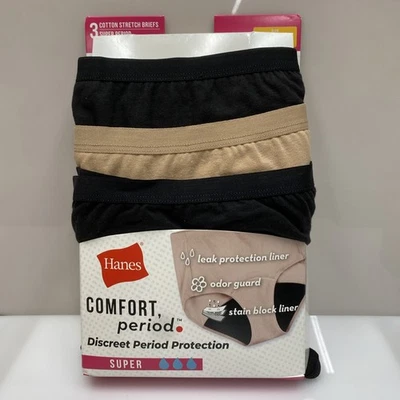 Hanes Women's Comfort, Period Super Protection Briefs - Size 7 Large Damage Box - Image 1 of 4