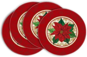 Aquarell Weihnachtsstern Rot Weihnachten Runde Tischsets 4er Set, 15 Inkl Winter Xmas - Bild 1 von 6