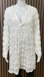 Vestido para mujer Soft Surroundings 2X blanco algodón cambio mini texturizado boho elástico - Imagen 1 de 9