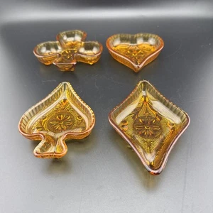 VTG Indiana Tiara Amber Glass Playing Card Suit Ashtray Trinket/ Nut Dish - Picture 1 of 10