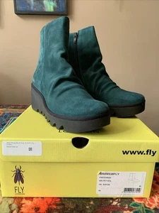 NEW Fly London Wedge Boot Teal 39 U S 8.5-9 - Picture 1 of 3