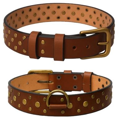 Leather New York Dog Collar – Premium Genuine Leather – Adjustable & Durable - Image 1 of 4