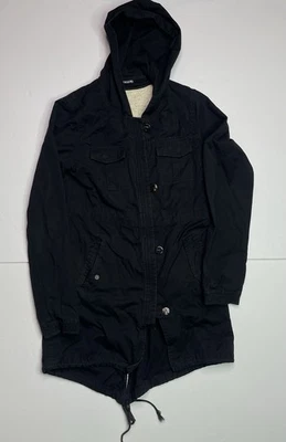 Volcom Park It Parka Jacket Women's Small Black Sherpa Lined Hooded Zip Pockets - Image 1 of 4