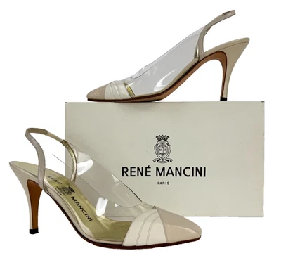 Rene Mancini Marfil Beige Cuero Cordones 8.5 EE. UU. 38.5 UE Zapatos Tacones Caja Pasarela Foto 1 de 4