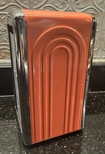 Vintage 1996 Homer Laughlin Fiesta Diner Napkin Dispenser CORAL Chrome Metal - Picture 1 of 17