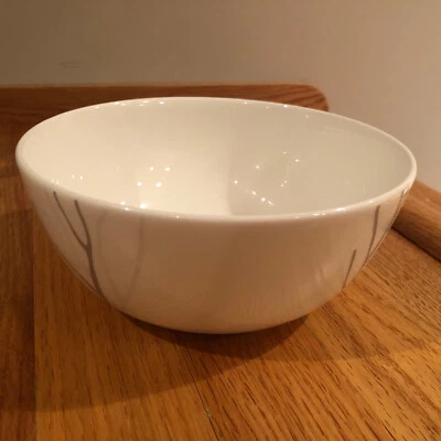 Lenox China Park City 6-3/4" Soup Cereal Bowl Classic White Porcelain Tree