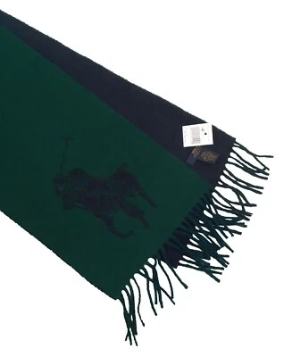 NEW Polo Ralph Lauren Reversible Scarf!  Black/Gray  or  Navy/Green   *ITALY* - Image 1 of 4