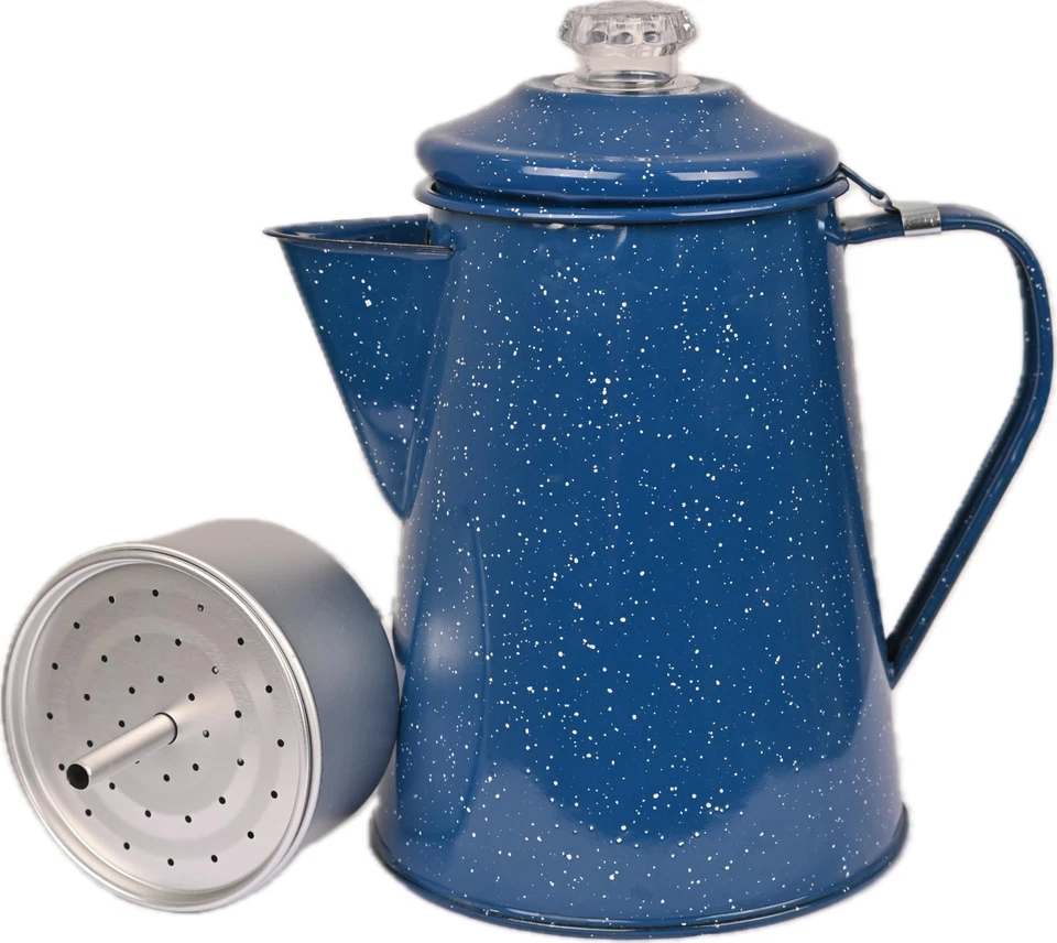 GSI Outdoors 8 Cup Enamelware Percolator Coffee Pot for Campsite Cabin RV