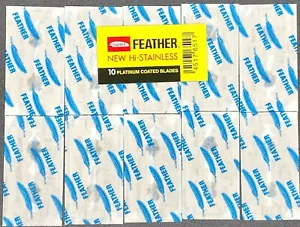 10 FEATHER New Hi-Stainless Platinum Coated Double Edge Razor Blades - Japan - Picture 1 of 1