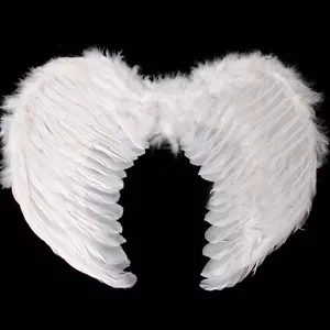 White Feather Angel Wings Christmas Halloween Fancy Dress Costume Hen Night - Picture 1 of 1