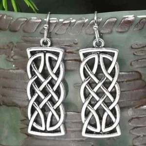 SILVER Cut Out Hook Earrings Everyday Unique Artistic LIGHTWEIGHT Dangle Jewelry - Picture 1 of 2