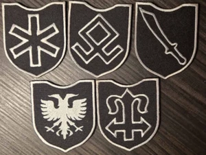 Set of 6 chevrons. 5 mountain rifle divisions of the Waffen SS. And edelweiss. - Picture 1 of 4
