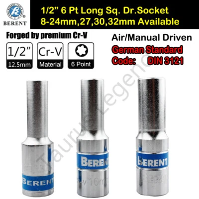 1/2" Drive Deep Socket CRV Steel 6 Point HEX Metric German Standard GS Dr Socket - image 1 of 4