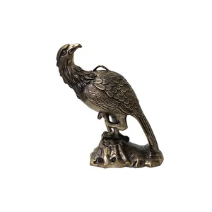 Handmade Detail Chinese Silver Coating Metal Eagle On Rock Figure ws3768 - Picture 1 of 6