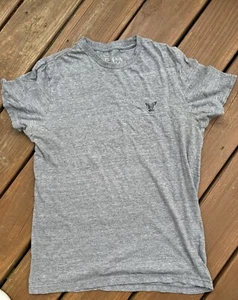 AMERICAN EAGLE Mens Short Sleeve Gray Crew Neck Athletic Fit Shirt Medium - Picture 1 of 5