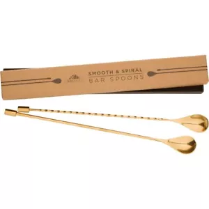 Gold Bar Spoon Combo Set Spiral nd Smooth Handle Long Spoons For Stirring nd Lay - Picture 1 of 6