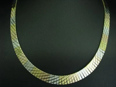 925 Argento Sterling Tricolor Collier / Vero Argento/45,5cm/26,8g - Immagine 1 di 3