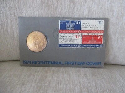 1974 American Revolution Bicentennial Bronze Medallion PROOF Coin FDC JOHN ADAMS - Image 1 of 4
