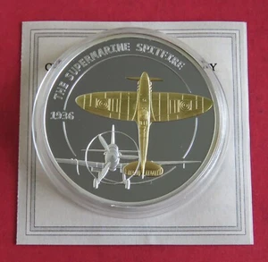 SUPERMARINE SPITFIRE 40mm SILVER PLATED PROOF MEDAL WITH GOLD SPOT - coa - Picture 1 of 3