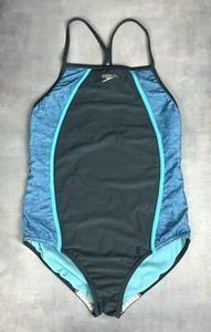 Speedo Girls High Neck One Piece Asphalt Youth Size 16 0192 - Picture 1 of 5