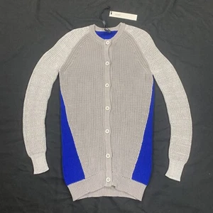 DAMIR DOMA Silent Knit Long Cardigan Sweater Blue Gray Wool Cashmere Button Up S - Picture 1 of 12