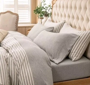 PURE ERA Jersey Knit 4pc Bed Sheet Set 100% T-Shirt Heather Cotton Super Soft - Picture 1 of 7